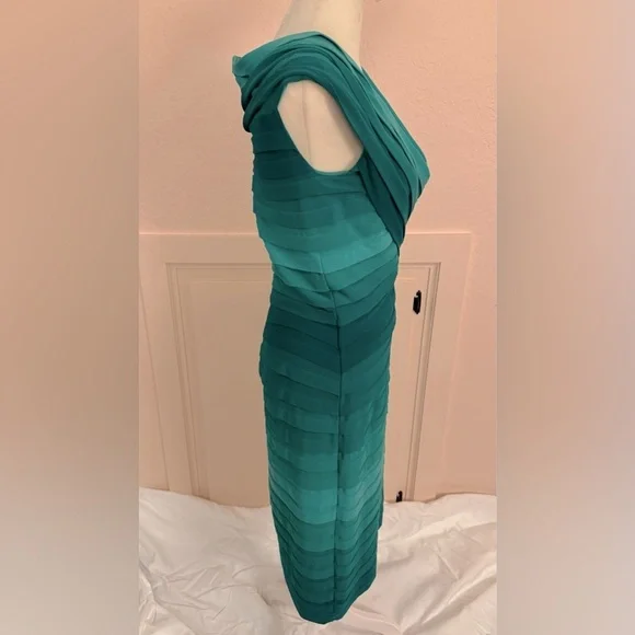 Green | Teal Tadashi Shoji Pintuck Ombre Dress - Picture 5 of 8